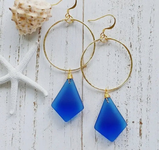 Sea Glass Hoop Earrings