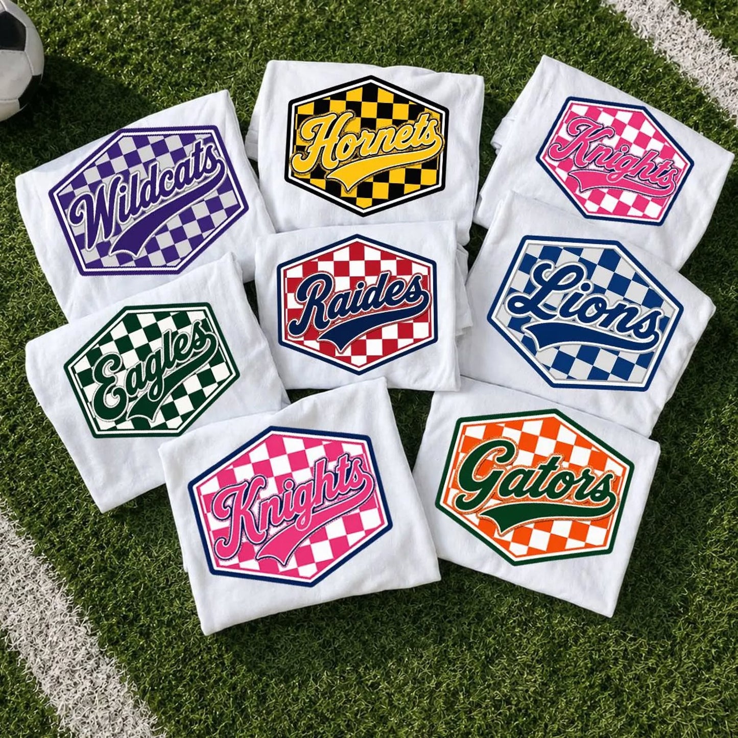 Mascot Checkered Hexigan Cursive