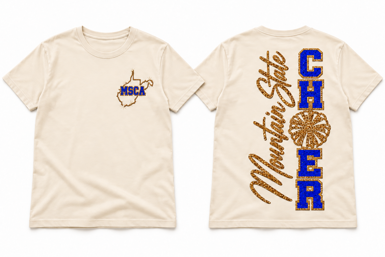 Cream Front and Back Cheer Tee